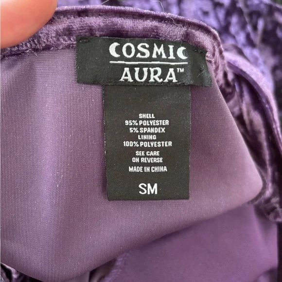 Cosmic Aura Purple Velvet Slip Dress Black Lace And Cross Detail Whimsygoth Sz S - Picture 11 of 11